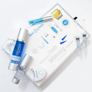 Smile Science Professional Teeth Whitening Kit for Sensitive Teeth | Enamel Safe LED Light Activated, Zero Pain, Award-Winning Complete System - Vegan Whitening Gel with Aftercare - Dentist Formulated