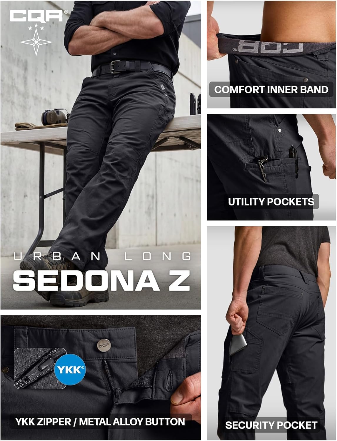 CQR Men's Vent Stretch Pants, Quick Dry Lightweight Casual Cargo Pants, Water Resistant Straight-Fit Utility Work Pants - Image 6