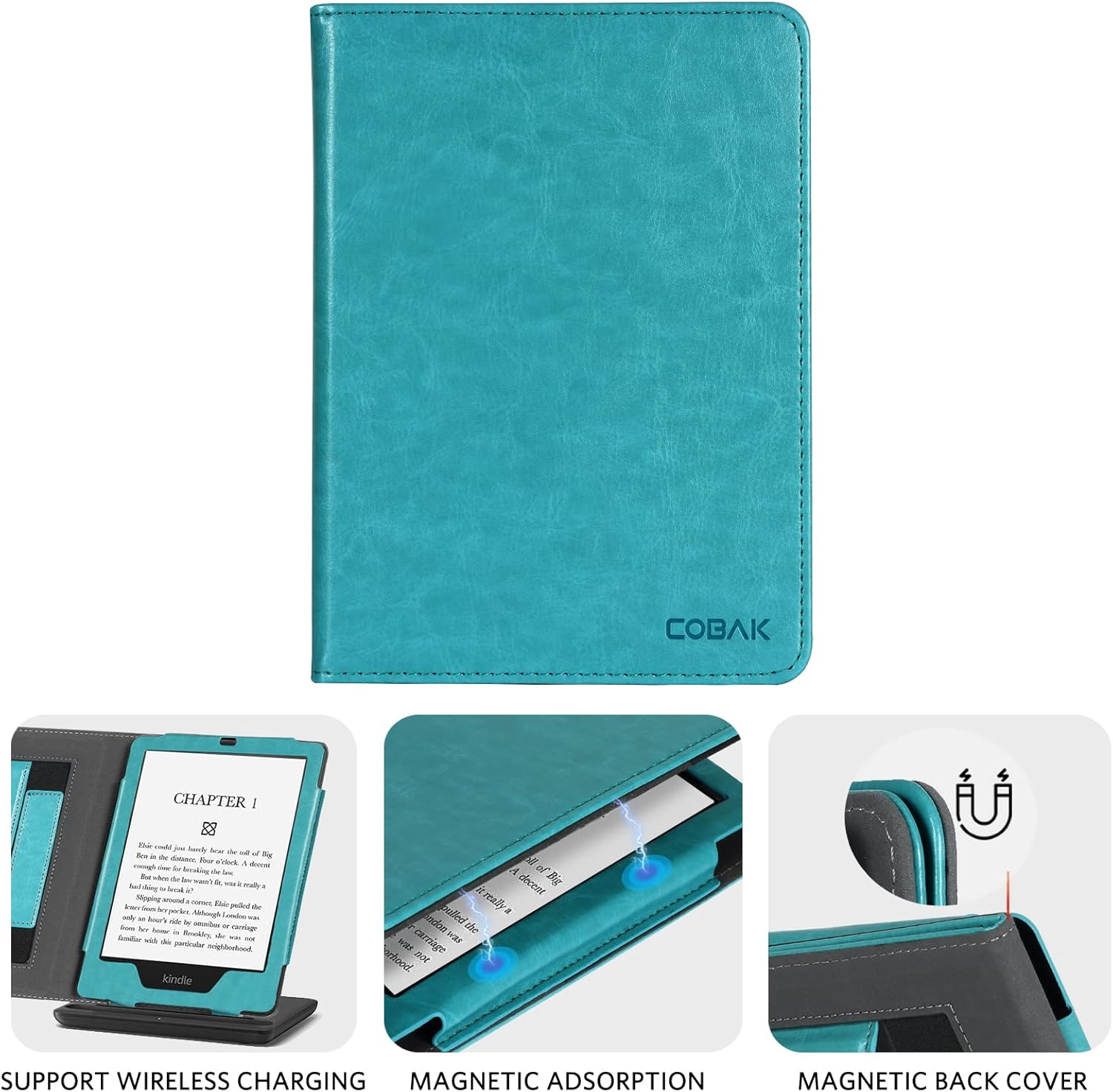 CoBak Case for Ereader - Durable PU Leather Cover with Auto Sleep Wake, Card Slot, Hand Strap Feature - Fits Kindle Paperwhite 11th Generation 6.8" Signature Edition 2021 Released, Floral Damask