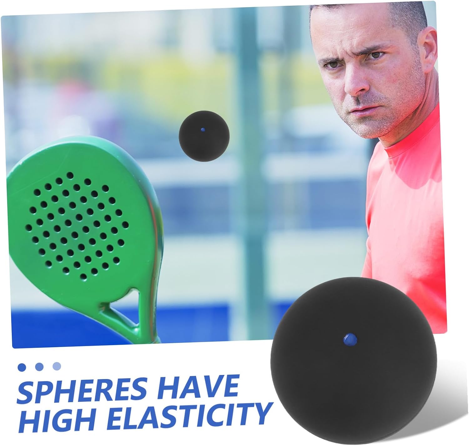 Kisangel Single Blue Dot Squash Balls High Elastic Rubber Training Balls for Beginner Competition Sports Fast Bounce Recreation Use