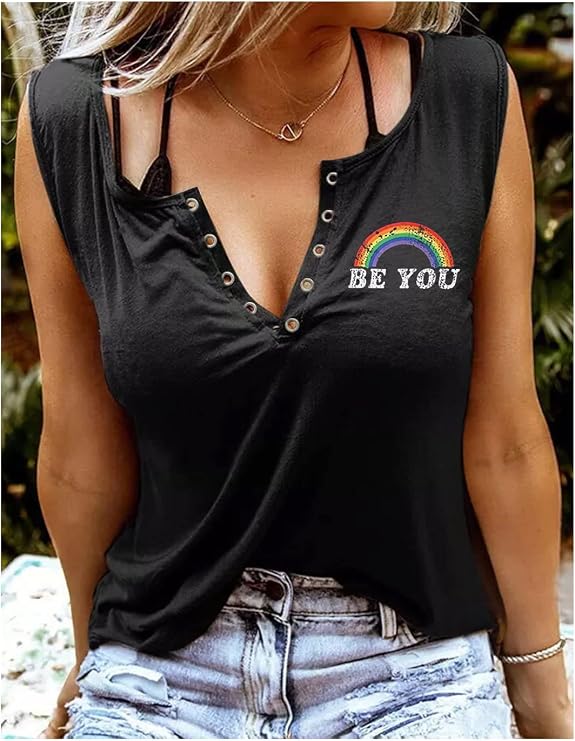 LGBT Gay Pride Sleeveless T Shirts Womens Rainbow Science is Real Black Lives Matter Love is Love Equality Tank Tops
