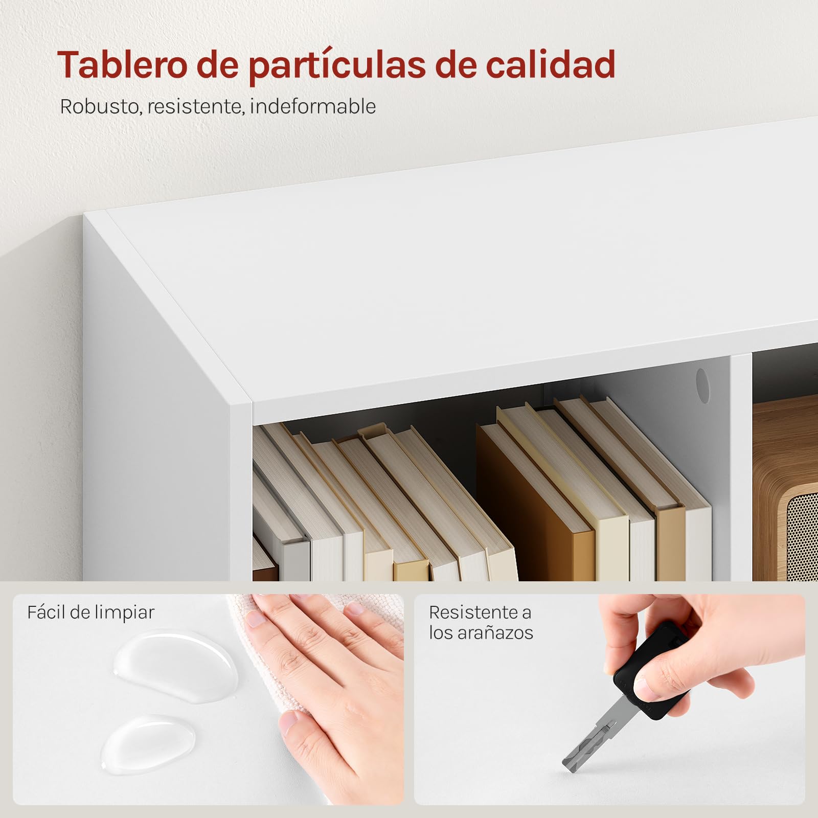 WOLTU Estantería para Libros de Estilo Nórdico Librería de Exposición Moderna Estante de Pared Decorativo para Sala de Estar, Oficina Gabinete para Archivos Libro CDs Plantas Blanco SK021ws