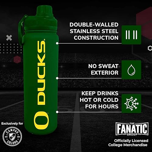 Vista 8 de Campus Colors Botella de agua de acero inoxidable de la NCAA, tapa giratoria, 24 onzas, clip de transporte, mantiene tus bebidas calientes o frías