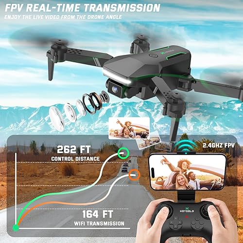 Miniatura 6 de Drone con cámara S80 para adultos con 3 baterías, estuche de transporte y hélices y protectores adicionales