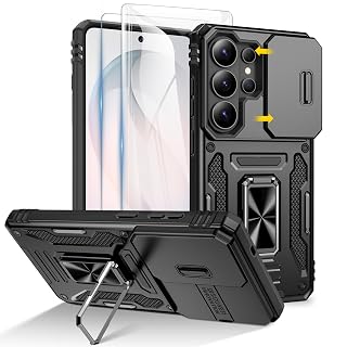 Doeshine Hülle für Samsung Galaxy S26 Ultra, Handyhülle mit 2 Stück Displayschutzfolie & Kameraschutz, Rotate Ring Ständer, Robust Fallschutz Outdoor Militär Schutzhülle Galaxy S26 Ultra (Schwarz) - Amazon product rated Grade B