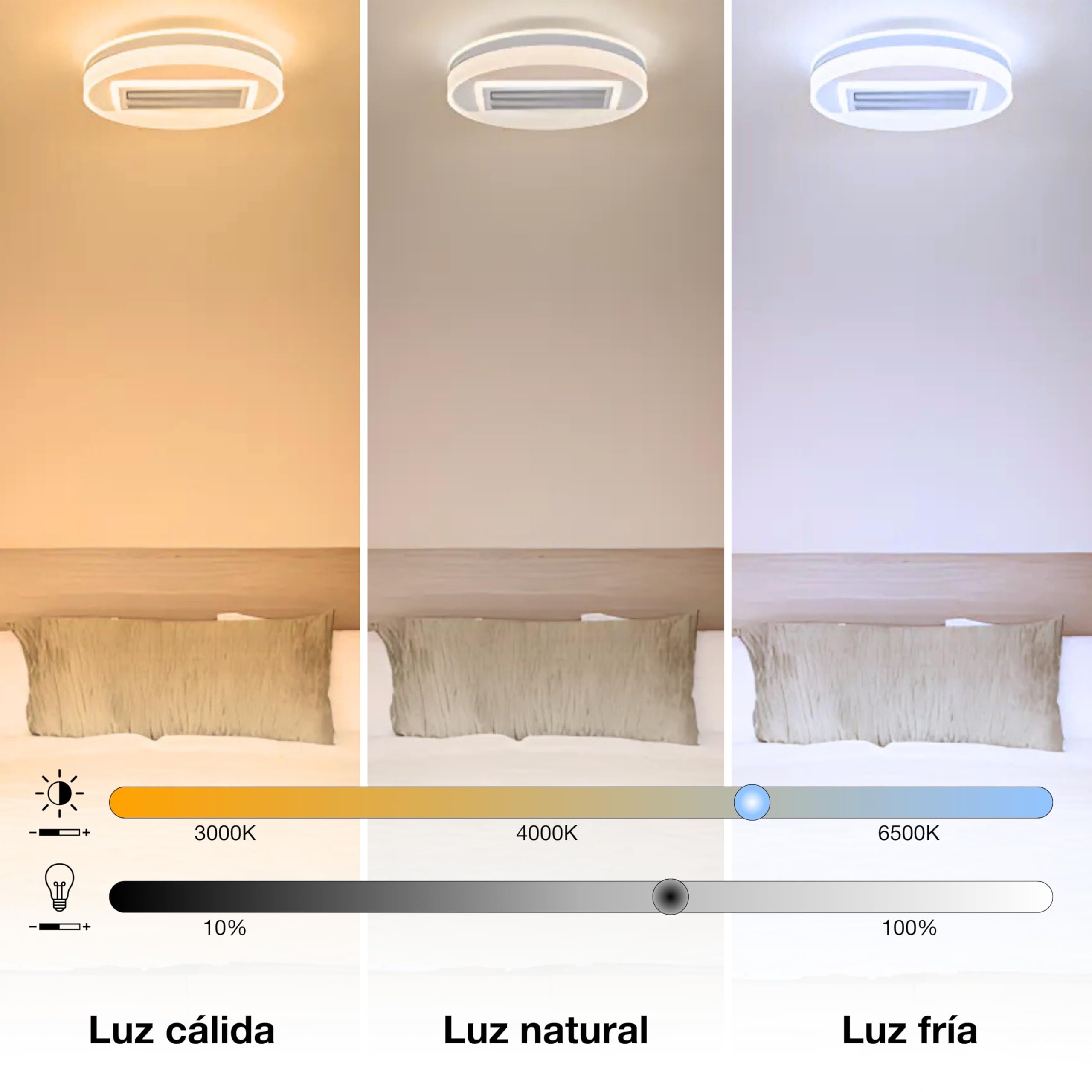 LEDVANCE Plafón/ventilador en forma de anillo; 55W; CCT; IP20 para uso | , Ceiling Fans with Lighting, 500.00 Millimetres dia, 30000 Hours, Paquete de 1