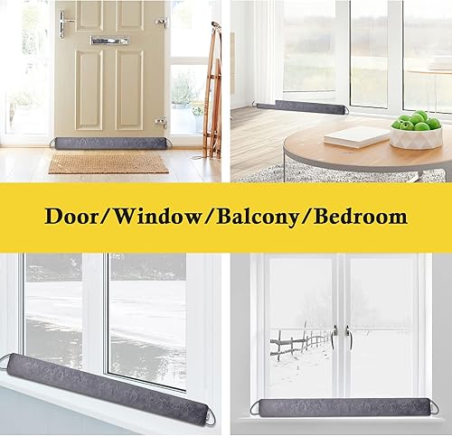 Miniatura 6 de fowong Tapón aislante para puerta de 36 pulgadas, sellado aislante para debajo de la puerta, resistente ahorro de energía (gris)