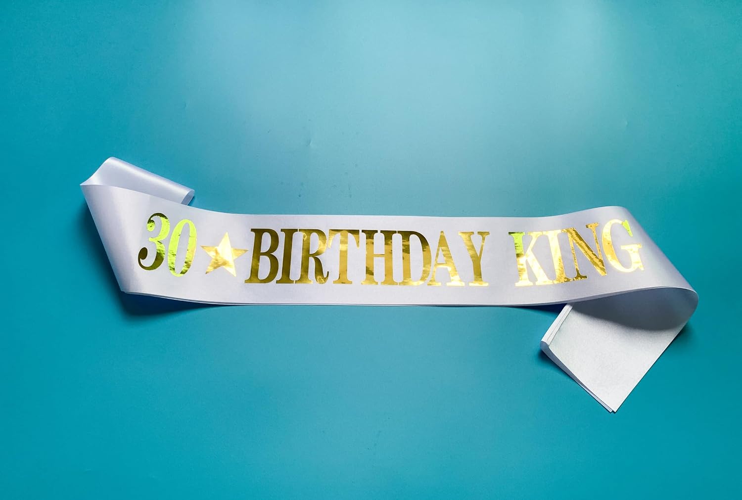 30th Birthday Sash, '30 BIRTHDAY KING' Birthday Sash for men White Sash with Gold Foil Letter 30th Birthday sash for men Party Decorations Favors White Gold image 2
