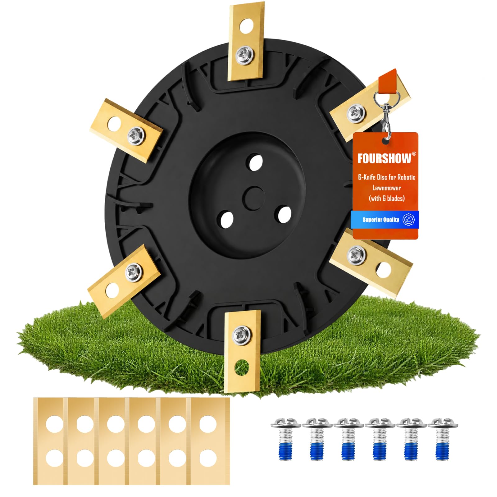 Blade Disc + 6 Pcs Blades Compatible with WORX Landroid S&M (up to Year 2020), Landxcape, Kress, Compatible with Einhell Freelexo