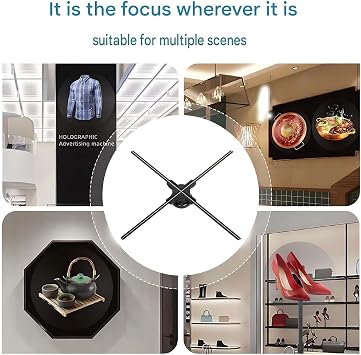 3D Hologram Fan, 70CM 3D Hologram Led Fan Projector, Holographic Fan Splicing Advertising, with Wifi+Bluetooth+Remote Control, Cool Display of Logo and Product, Easy To Move and Disassemble