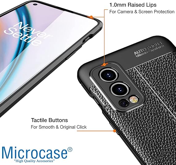 Microcase OnePlus Nord 2 5G Leather Tpu Silikon Kılıf - Siyah