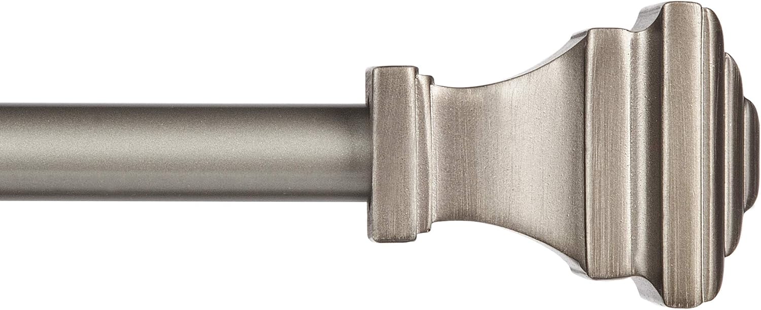 Kenney 5/8" Fast Fit Milton Easy Install Curtain Rod, Pewter, 66"-120"