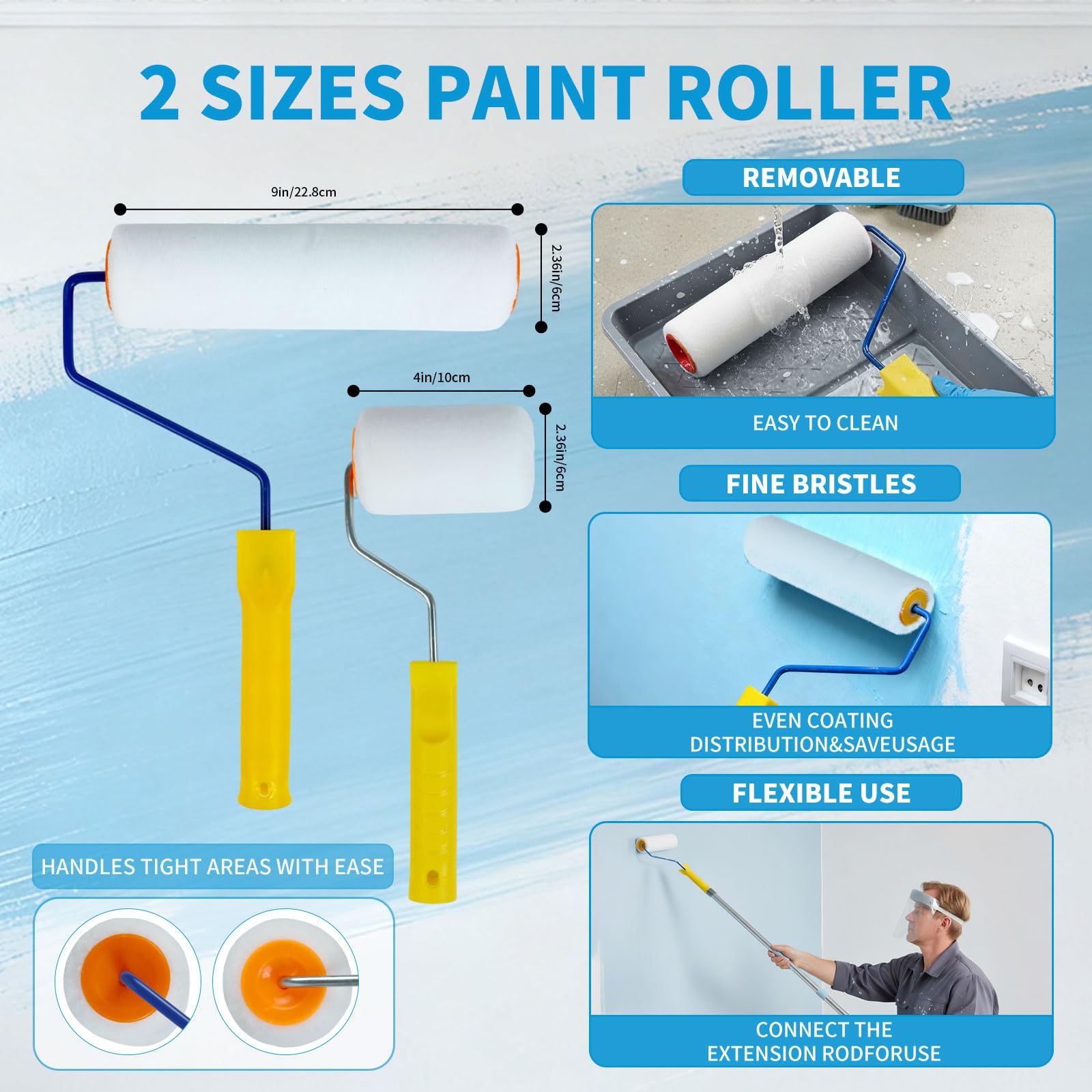 Kit di Strumenti Autolivellanti per Cemento con Rullo Frangibolle, Rullo Pittura, Scarpe Chiodate per Prato, Asta Telescopica, Spatola, Cazzuola di Guanti per Autolivellante per Pavimenti