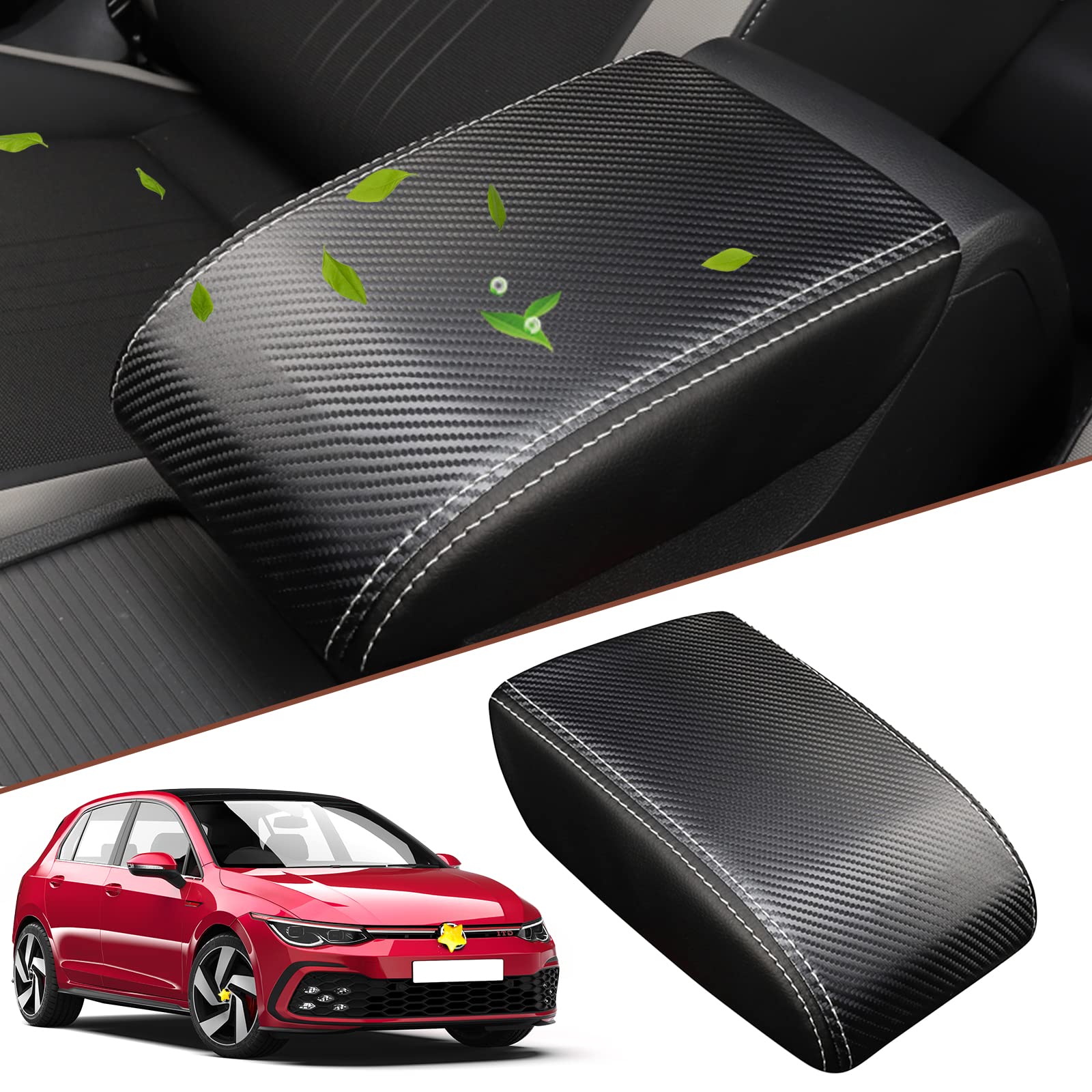 SKTU Pokrowiec na podłokietnik kompatybilny z VW Golf 8 MK8 2020-2023 2024 Pokrywa podłokietnika środkowego Pokrywa podłokietnika Pokrywa podłokietnika