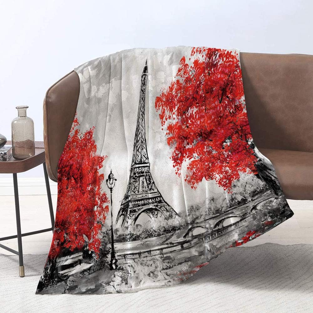 Yunine Oil Painting Blankets for Bed Couch Sofa Eiffel Tower in Paris, mangroves Plush Throw Blankets Super Soft Lightweight Cozy Warm Blankets for Kids Adults 60 x 80 Inches