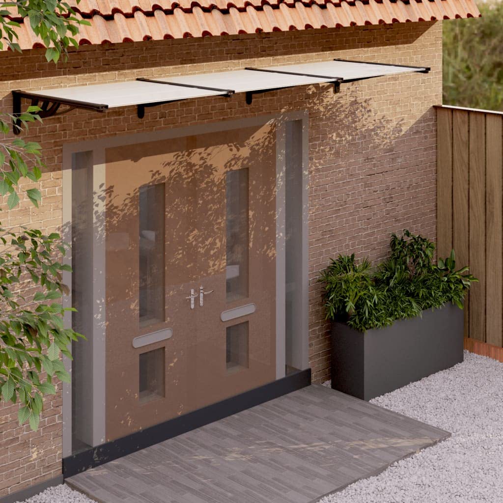 Auvent de porte et entrée contre la pluie avec couverture transparente en polycarbonate 297cm