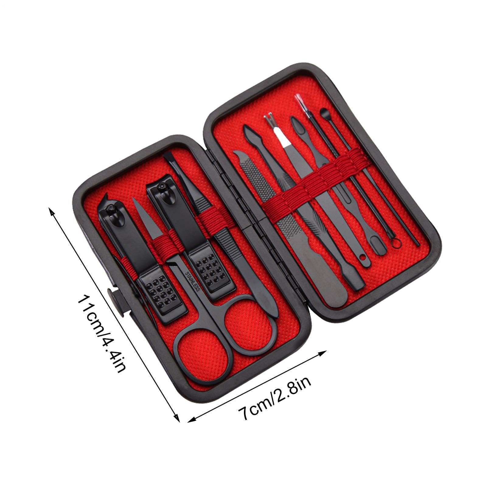 Kit manicure da uomo 10 Pezzi In Acciaio Inossidabile Con Da Viaggio | Set Completo Per Manicure per uomo e donna, salone, viaggio, viaggio d'affari, dormitorio, casa