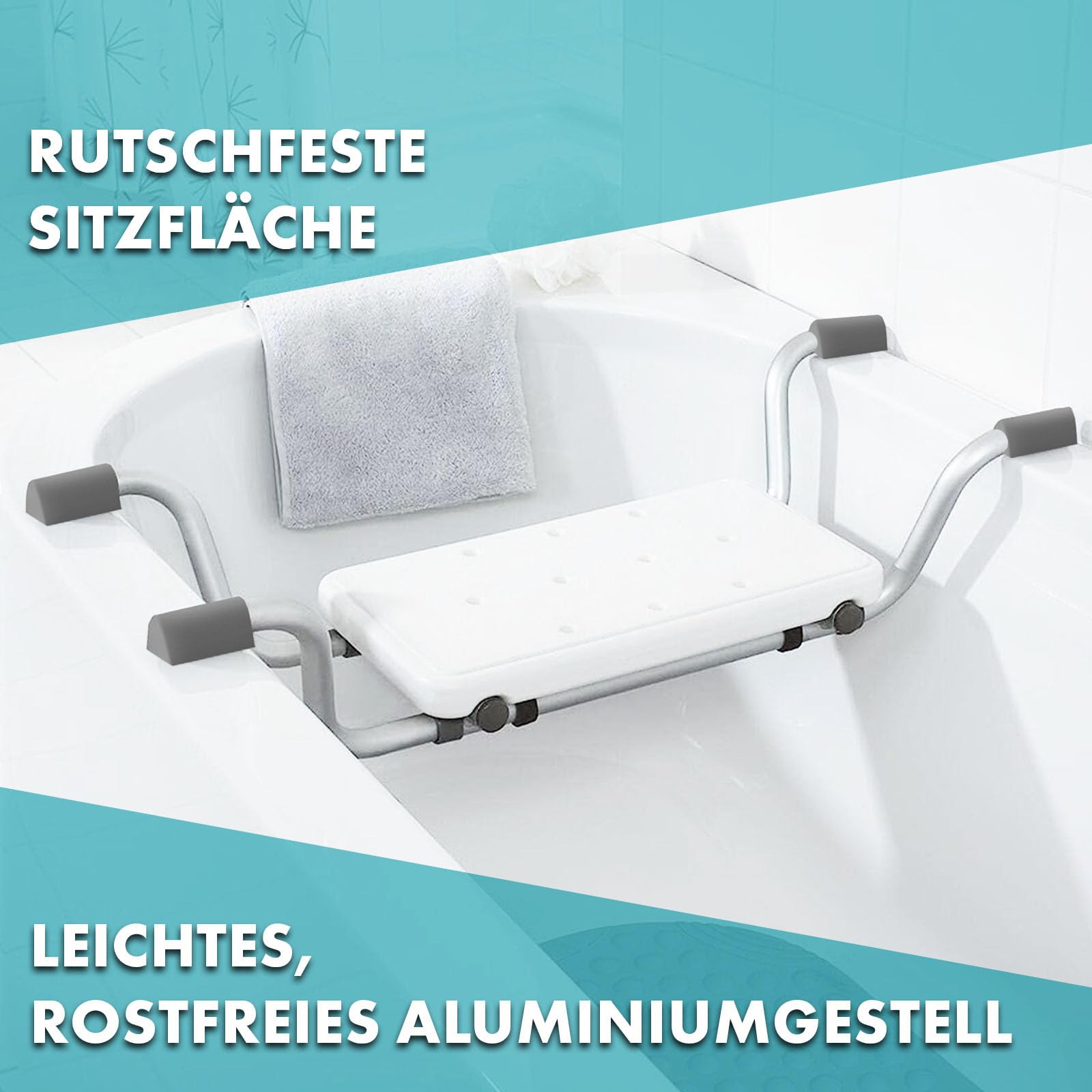 Floordirekt Badewannensitz - Levi - Verstellbarer Badesitz bis 150 kg belastbar aus Aluminium
