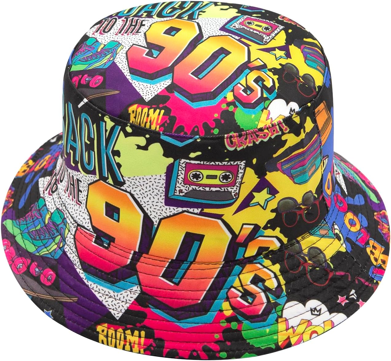 YAMEIZE Retro 90s Bucket Hat for Men Women Fashion 90s Outfits Rave Sun Cap Packable Fisherman Bucket Hat Outdoor