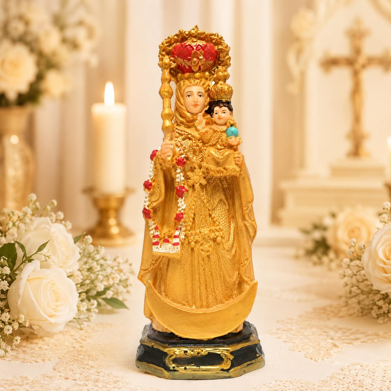 KariGhar® Our Lady of Velankanni/Our Lady of Good Health/Mother Velankanni Catholic Idol 5.5 Inches Multicolor Fiber Figurine Perfect for Prayer Room & Gifting-image-27