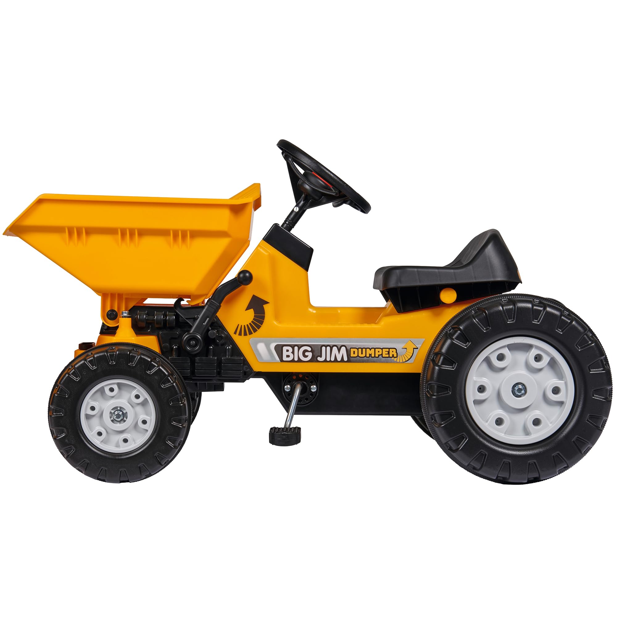 BIG - Jim Dumper - Kinderkipper Spielfahrzeug, 3-fach verstellbarer Sitz, wetterbeständiges Kunststoffmaterial, Speichenlenkrad mit verstellbarer Hupe, für Kinder ab 3 Jahren