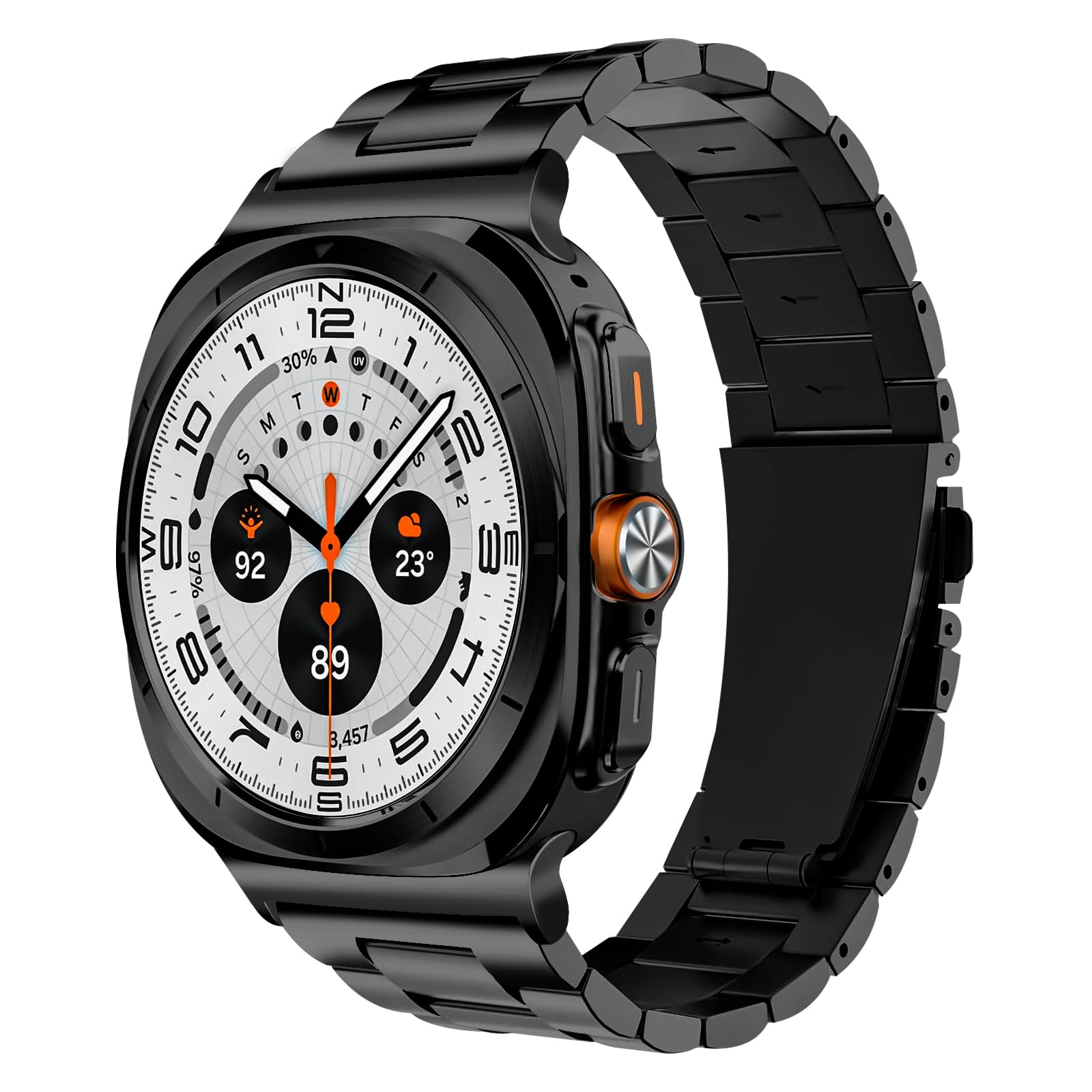 HAYONLIY Stainless Steel Bands Compatible for Samsung Galaxy Watch Ultra 47mm(2024), No Gap Solid Metal Replacement Business Strap for Men Women