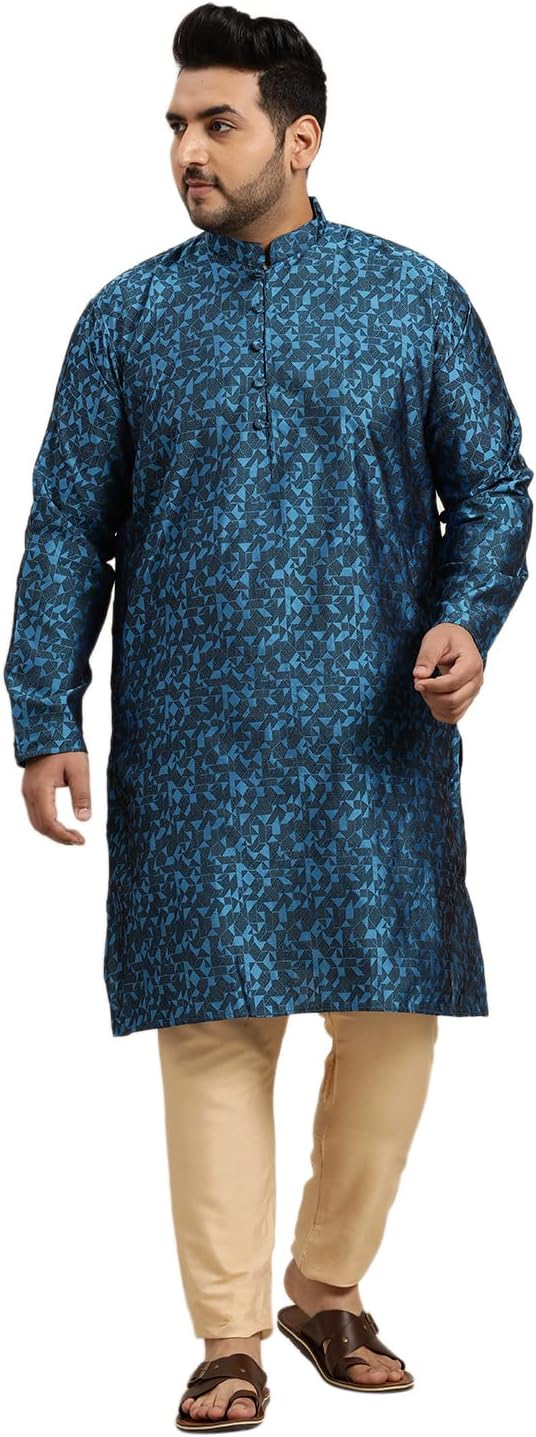 Sojanya PLUS, Size 7XL (Since 1958), Men's Silk Blend Maroon Self Design Only Long Kurta