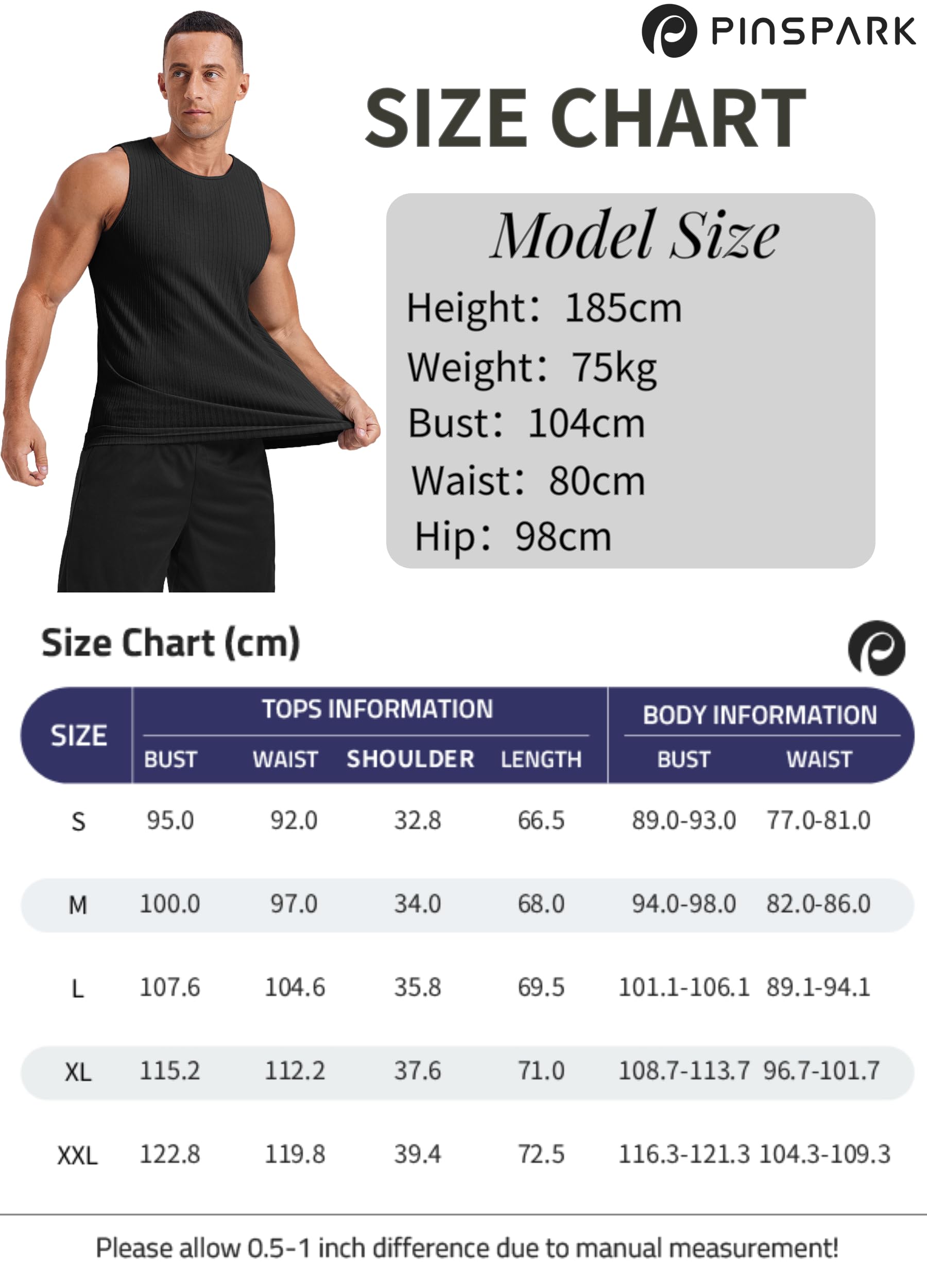 PINSPARK Musculosa de Punto para Hombre Top Sin Mangas Transpirable para Gimnasio Running y Entrenamiento Fitness