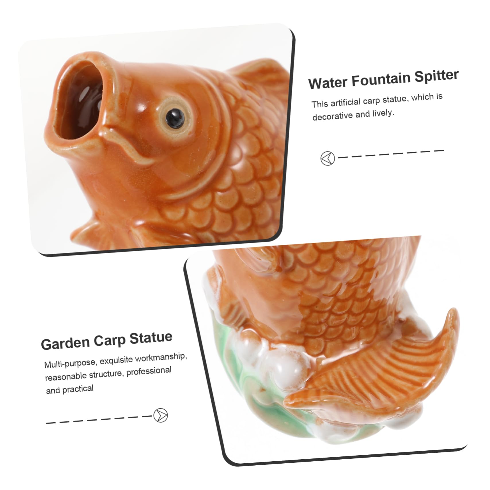 ifundom Statua di Carpa in Ceramica 2 Pezzi per Giardino Esterno