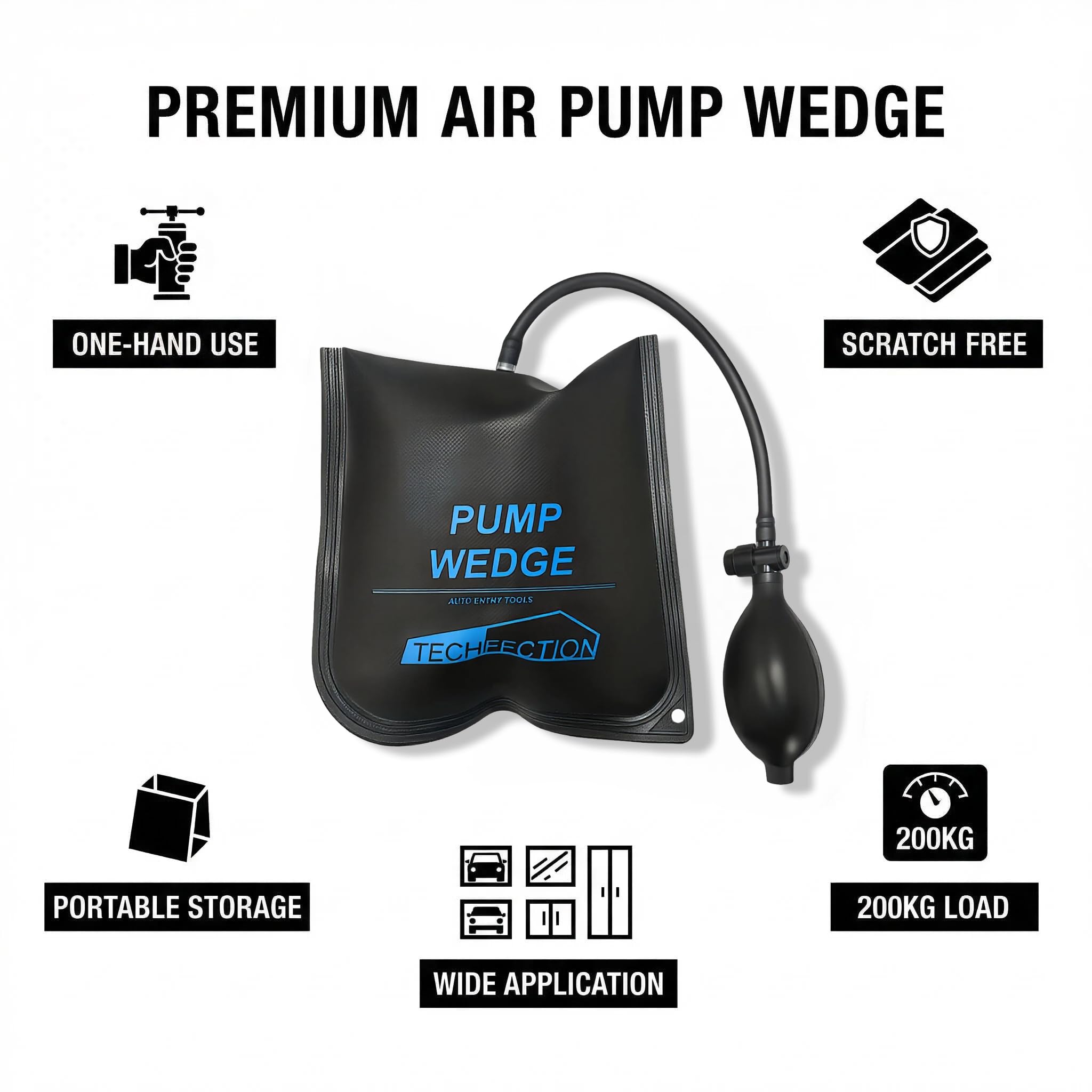 6PCS Montagekissen Set Luftkissenheber Hebekissen Air Pump Wedge Luftkeil Aufpumpen Air Pump Wedge Pumpkissen Montagehilfe Spreizkissen Für Fenstern Türen Montage und Haushaltgeräte Nivellierungshlife
