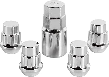 Topline Products C140905 Chrome 1.25" Standard Acorn Wheel Locks | 14mm x 1.50" Thread | Set of 4 Locks with 1 Key