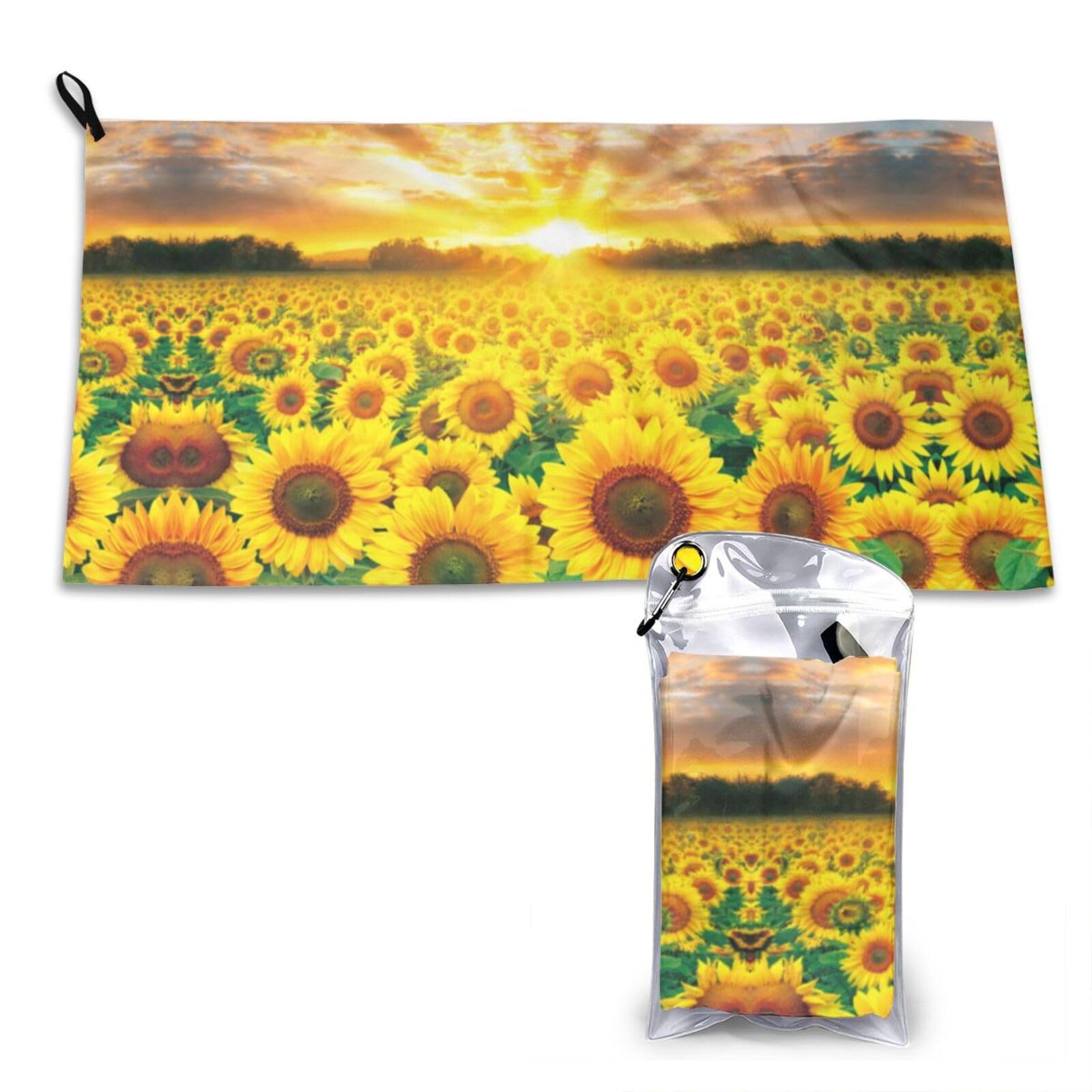 Sunflower Field Sunset Print Cooling Towel, Gym Towel,Cooling Towels For Neck, Soft Breathable Travel Cool Towel,Sports Towels For Gym,Camping