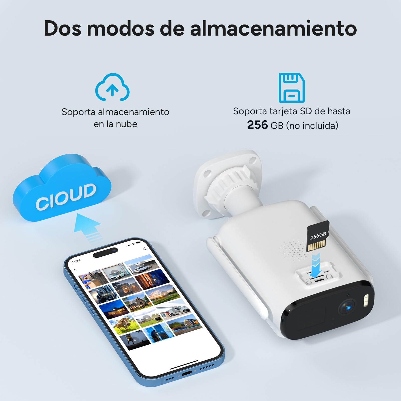 WOOX Cámara de Vigilancia 4G LTE Exterior sin WiFi, Cámara Solar Exterior 2K Inalámbrica sin WiFi, Visión Nocturna en Color, Ángulo 130°, Detección por IA, Local y en la Nube (Sin Tarjeta SIM)