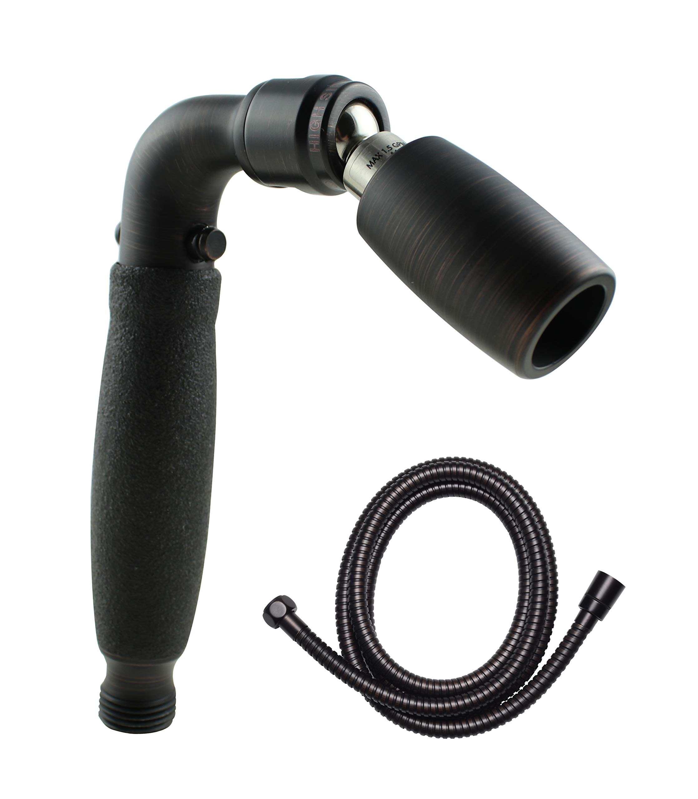 High Sierra's Solid Metal Handheld Shower Head with Slip-Free Grip, Trickle Valve & 72" All Metal Hose 1.8 GPM G-HHFCS-200-ORB-1.8