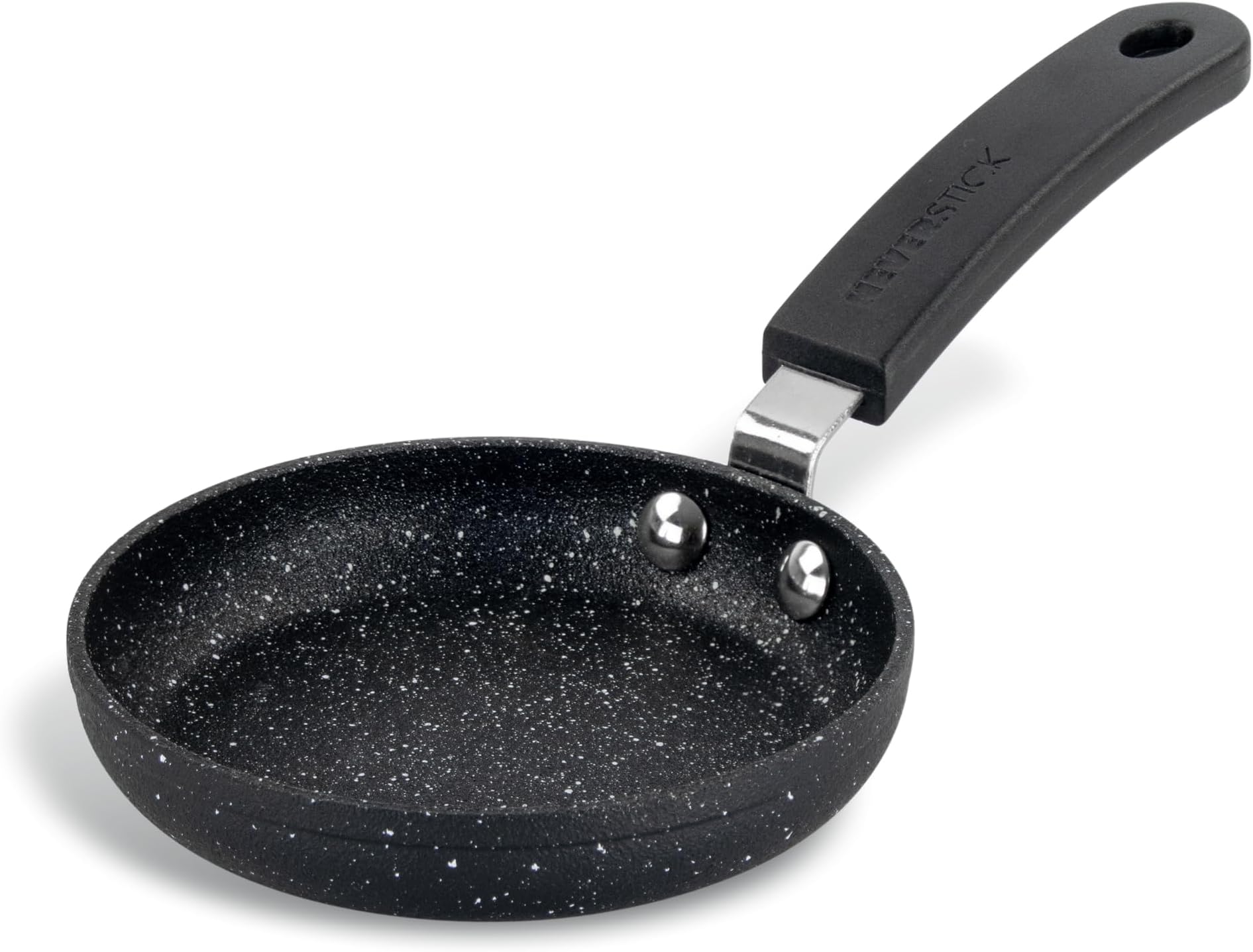 NEVERSTICK 12cm Mini Frying Pan for One Egg, Small Non-Stick Frying Pan, Perfect for Fried Eggs and Singular Pancakes, Suitable for All Hobs excl. Induction, PFOA Free, Aluminium, Black
