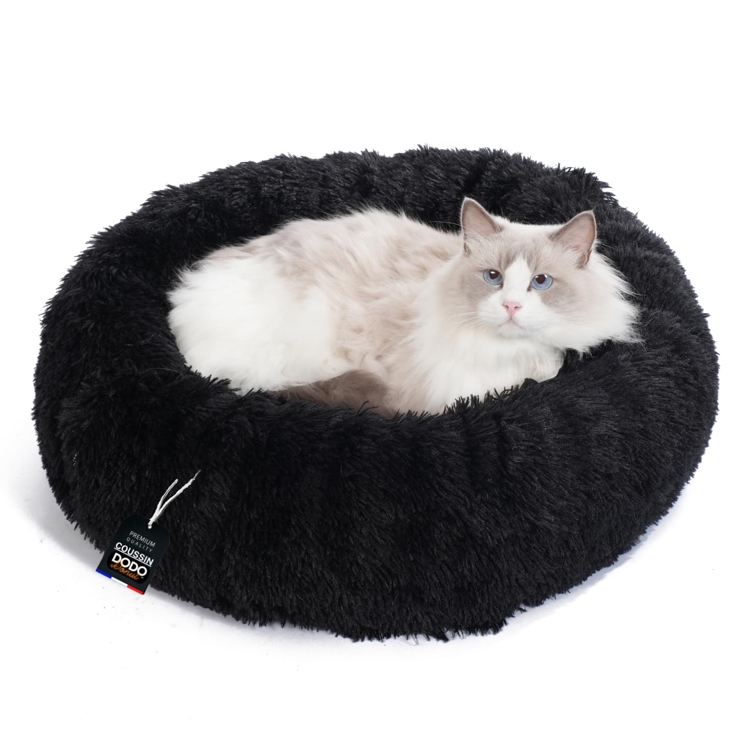 One PETS-TOPDodo Donut Dog and Cat Bed - Soft, Comfortable Pet Bed with Removable Washable Cover - Ideal for Dogs and Puppies, Black