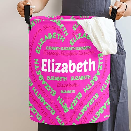 Miniatura 2 de Cesta de lavandería personalizada plegable con nombre personalizado cesta de almacenamiento de ropa sucia con asa para dormitorio