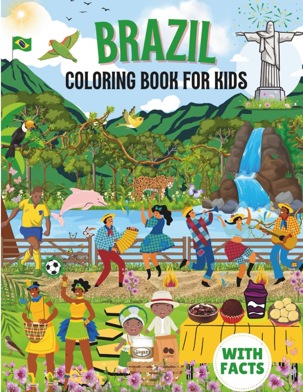 Brazil coloring book for kids with facts