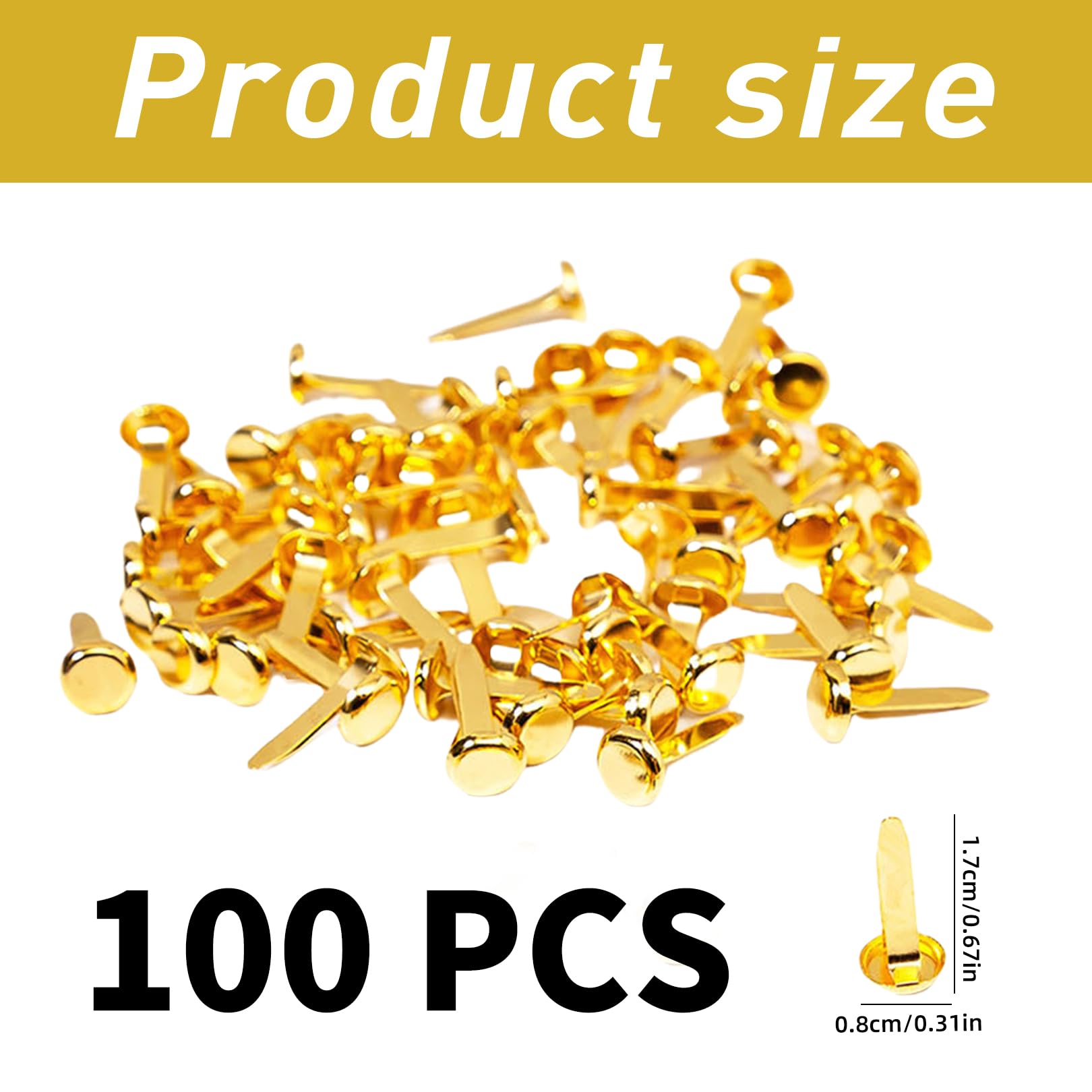 100 Stück Goldene Musterbeutelklammern,Briefklammern,Klammern Metall Rundkopfklammern,Brads Musterklammern für Scrapbooking,Bastelklammern,Büro,Schule,Papier Verschlüsse und Handwerk DIY Projekte