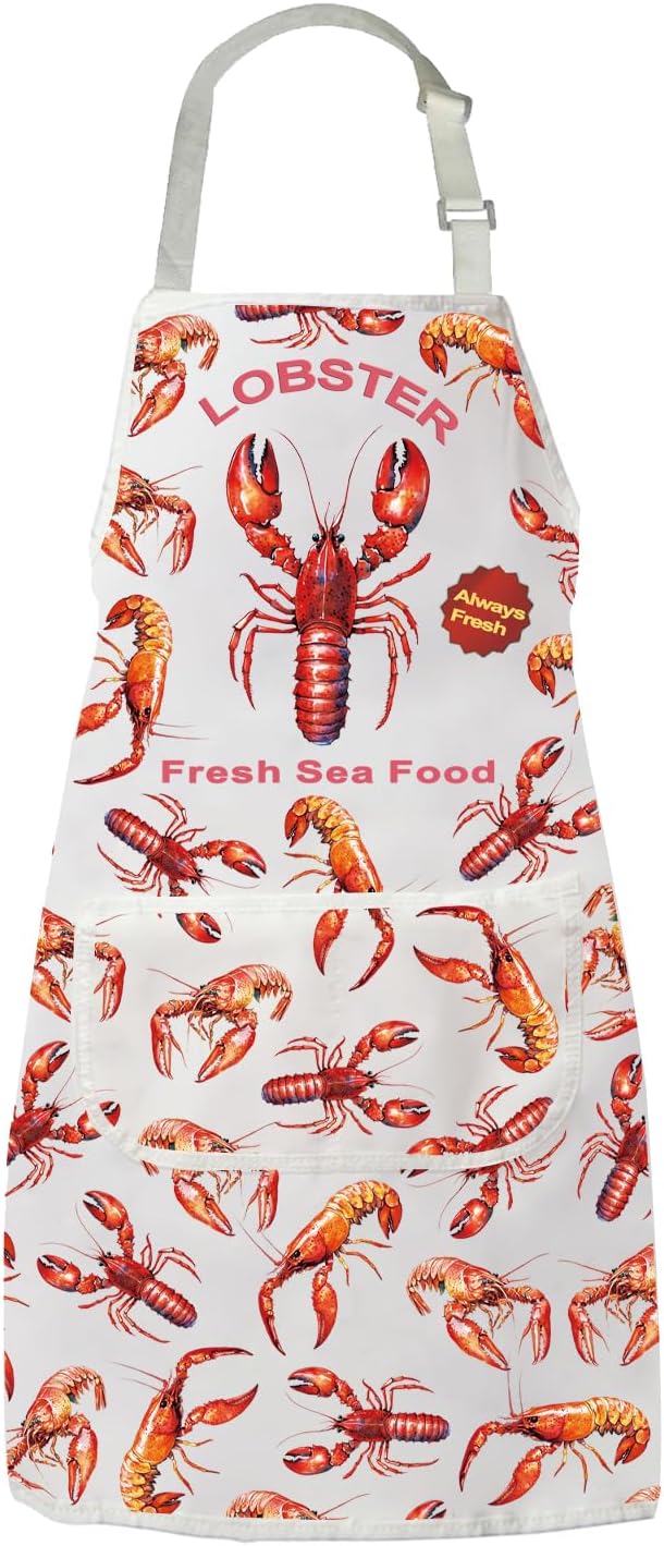 PXTIDY Lobster Inspire Kitchen Apron Seafood Lover Gift Seafood Restaurant Gift Lobster Chef Apron For Cooking Waterproof