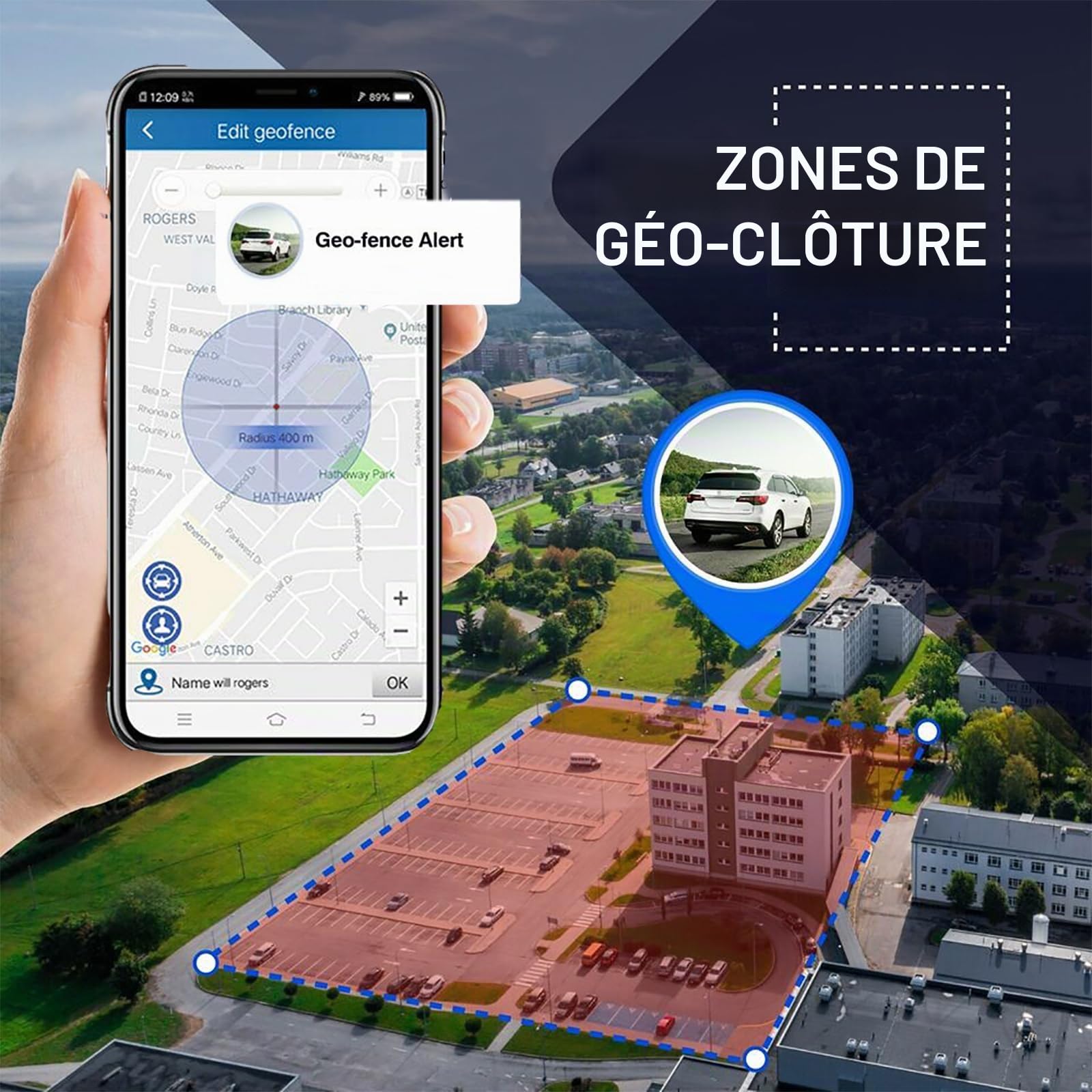Traqueur GPS Mini APP Gratuite pour Enfant Voiture Tracker Espion Facile à Cacher Positionnement en Temps Réel Tracking 6 Mois d'Histoire Imperméable avec Carte SIM