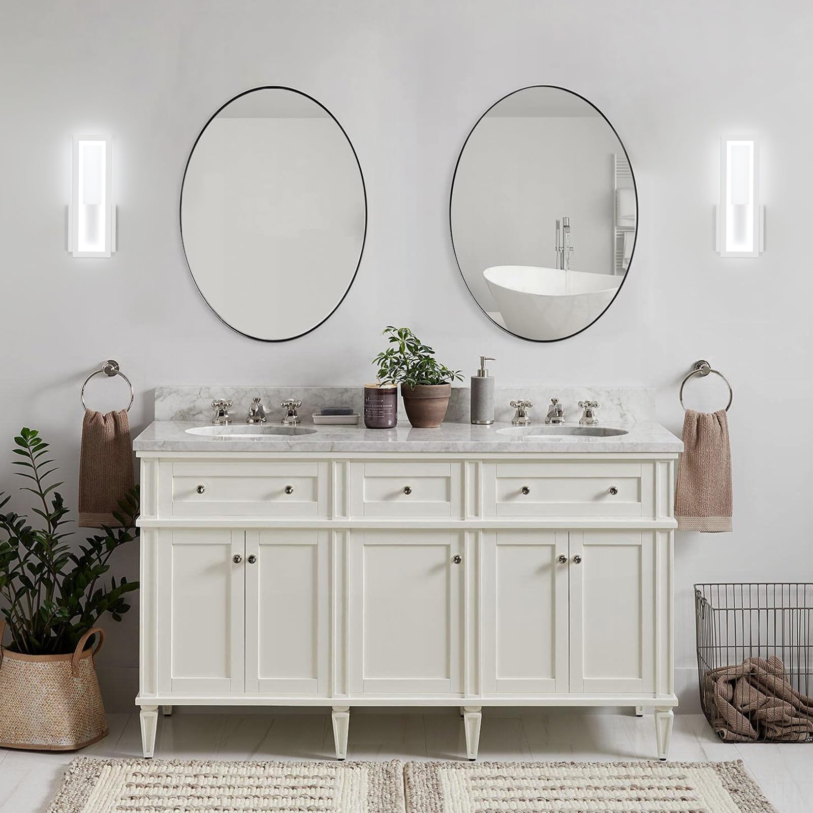 Aplique de Pared Interior LED, Lámpara de Pared LED Moderno 16W 1800LM, Luz de Pared Blanco Moderna en Acrílico, Iluminación de Pared para Dormitorio, Pasillo, Escalera, 6500K Luz Blanca, 32CM