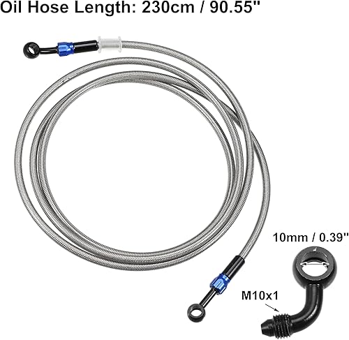 Miniatura 5 de X AUTOHAUX Manguera de freno AN3 28 90 grados M10 motocicleta hidráulica línea de aceite manguera de aceite para ATV motocicleta Motocross Racing