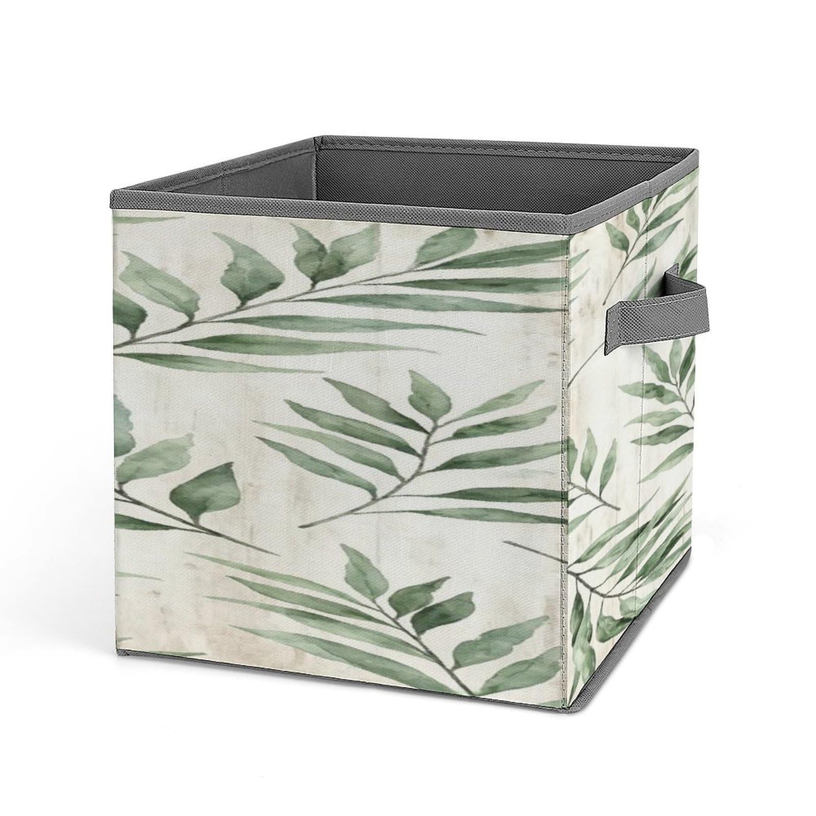 Fekiloot Style Green Leaves Storage Bins Storage Baskets