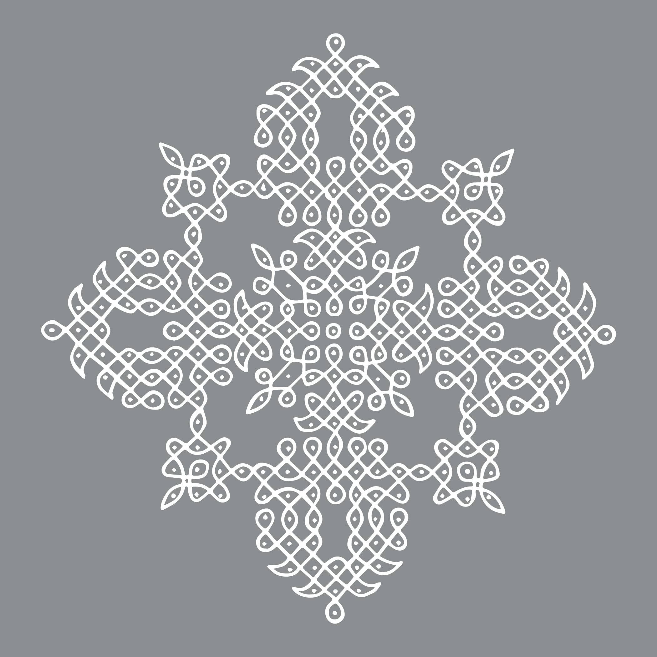 Kolam Wall Stickers Big Size for Home Decor | Traditional Kolam Design 25 x 25.6 Inch | Easy Peel & Stick Wall Decor Kolam Sticker for Pooja Room Living Room Festive Decoration (White)