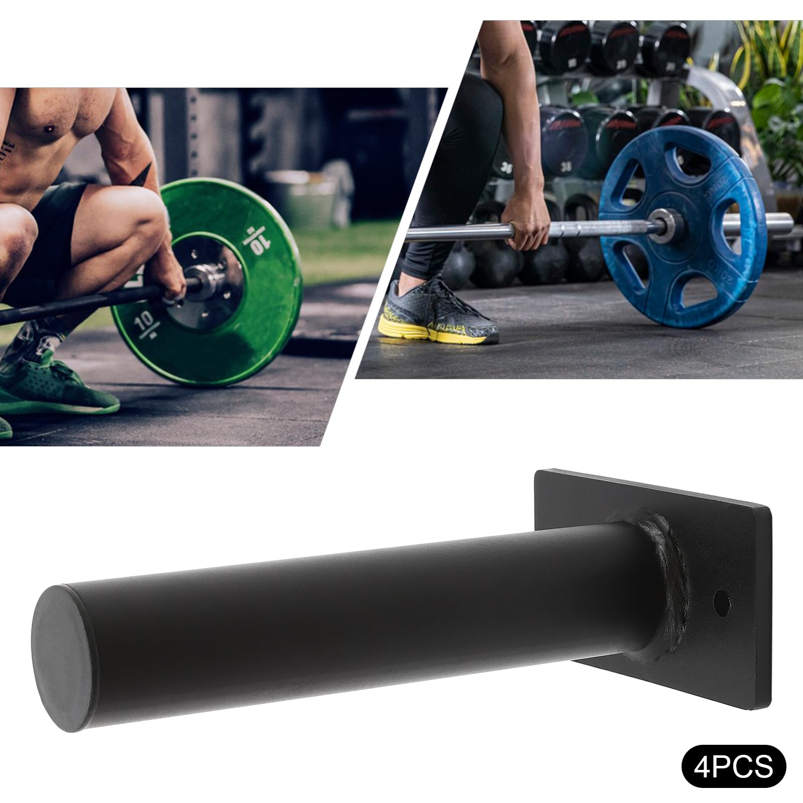 Juego de 4 soportes de pared para discos olímpicos con capacidad de carga de 80 kg – Soporte para pesas de acero de aleación resistente para sesiones de entrenamiento que ahorran espacio
