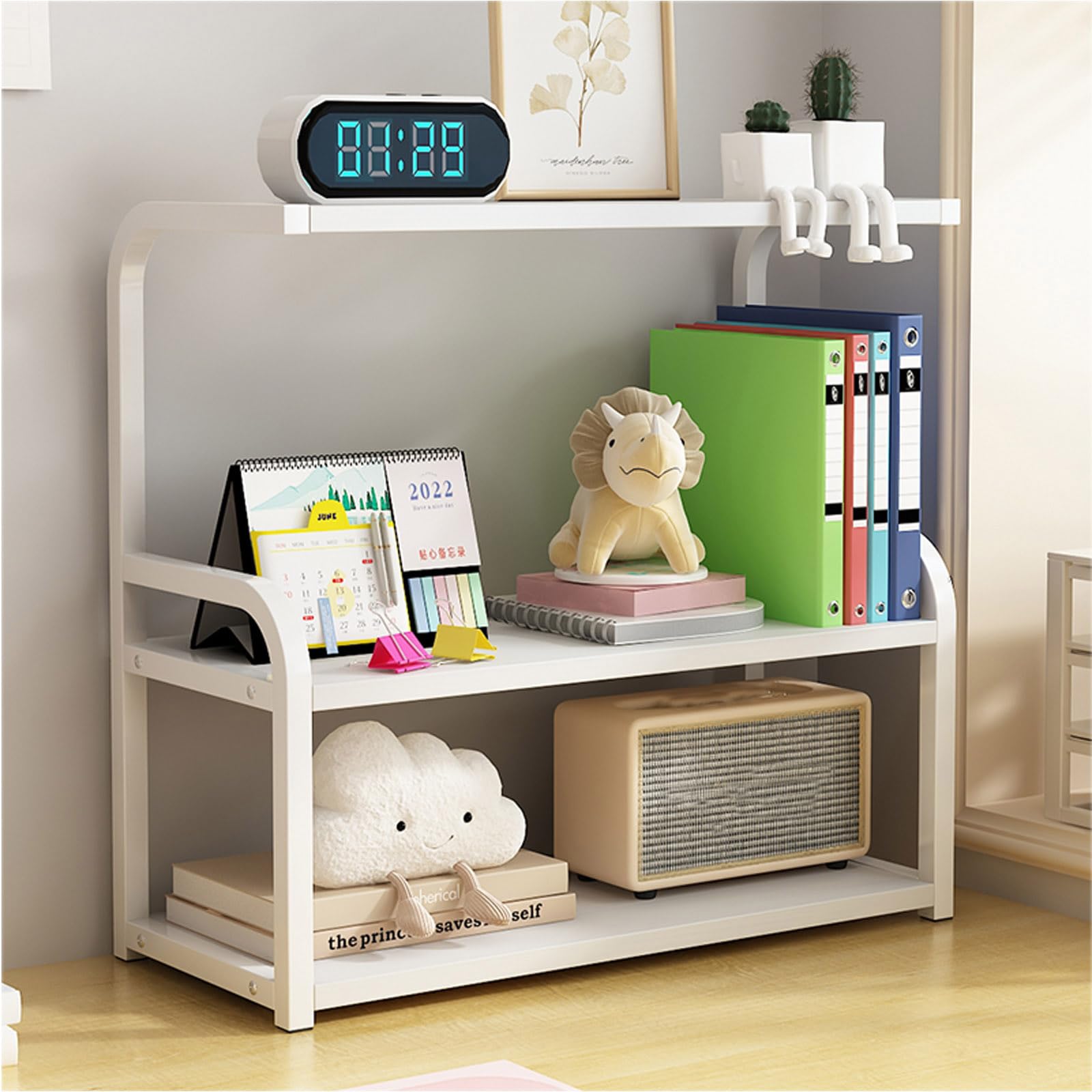 Étagère de rangement verticale pour bureau, bibliothèque, comptoir, cuisine, bureau, salon, étagère de bureau (blanc + blanc, 53 cm)