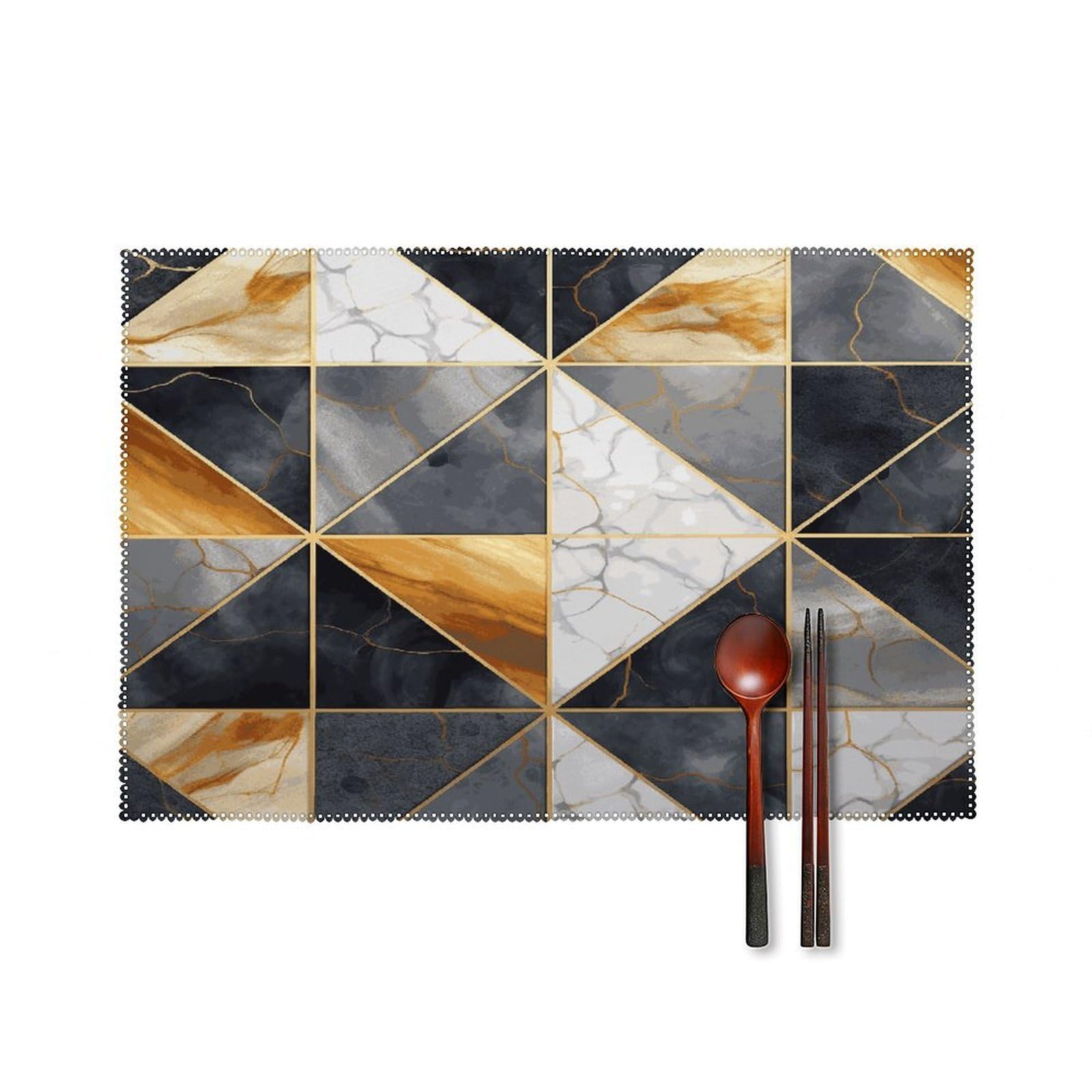 Fekiloot Style Geometric Marble1 Placemats Set Of 6,Table Mat
