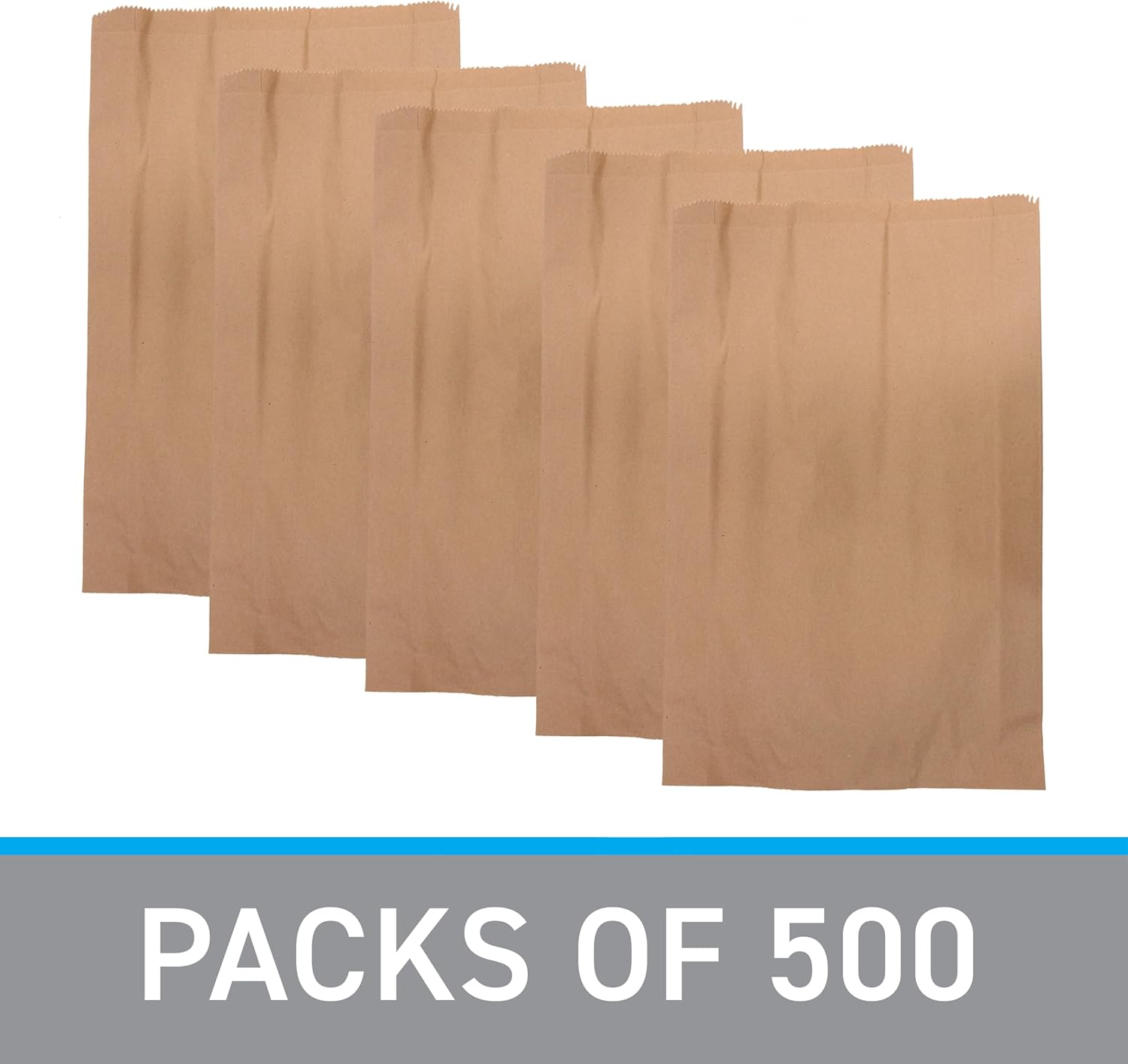 SSWBasics Jumbo Natural Kraft Paper Merchandise Bags 17W x 3D x 24H Case of 500 - Durable