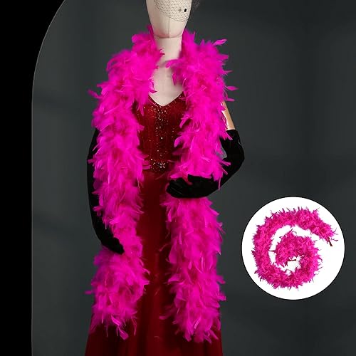Miniatura 6 de FeelfunFeather Boa de plumas de pavo de 2 yardas para manualidades, boda, fiesta, baile, Halloween, Navidad, disfraz para decoración del hogar